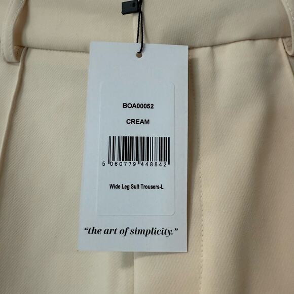 BOA Because of Alice Women's Wide Leg Suit Trouser Pants NEW Large Cream - Picture 6 of 11